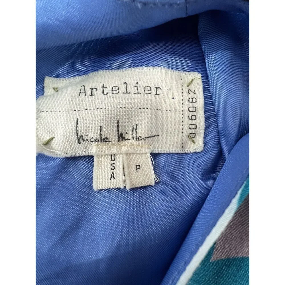 P Nicole Miller Artelier Blue Tribal Geometric Print Mini Sheath Dress Sz Petite - Picture 6 of 16